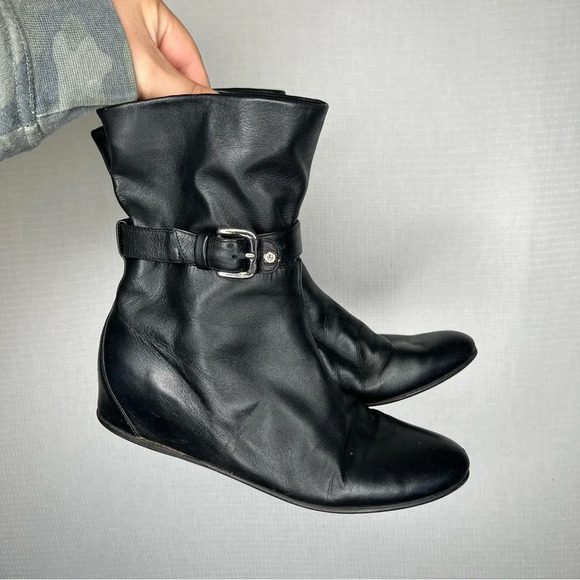 Stuart‎ Weitzman | Black Slip On Wedge Heeled Bootie 6.5 - Picture 1 of 6